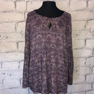 J.Jill Purple paisley long sleeve blouse